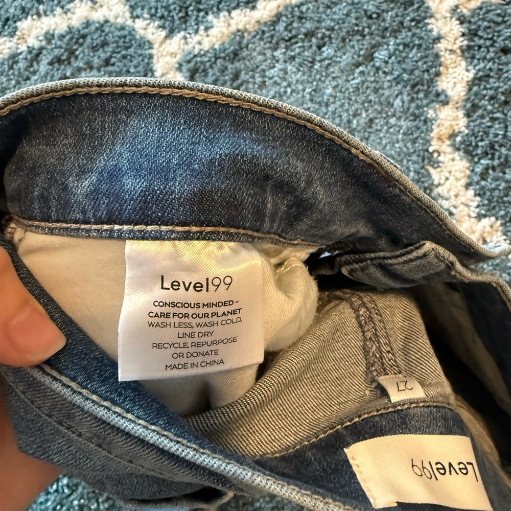 Level 99 Blue Flare Wide Leg Jeans with Vintage Distressing - Picture 5 of 6